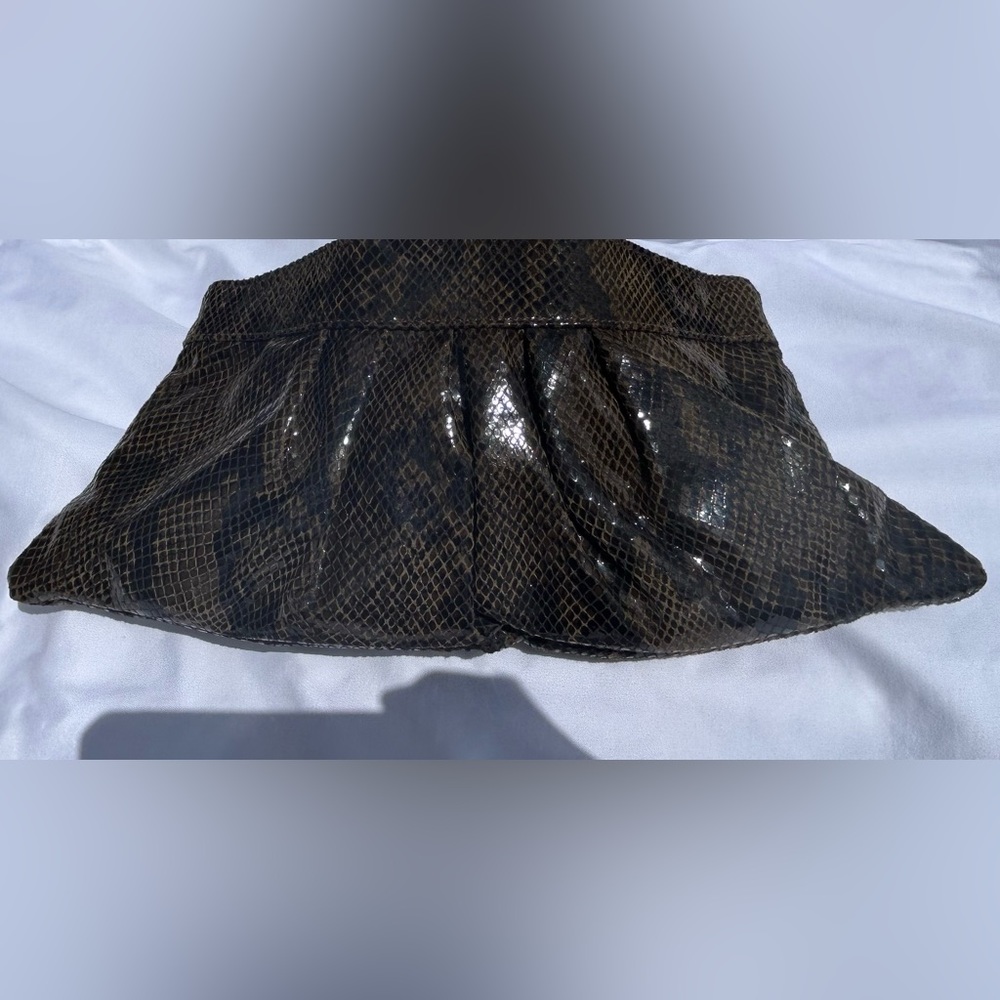 Designer Pietro Alessandro Olive reptile clutch Purse